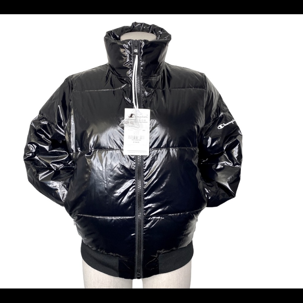Women’s Puffer Jacket Champion Outdoor Tech Fill Metallic Black NWT L